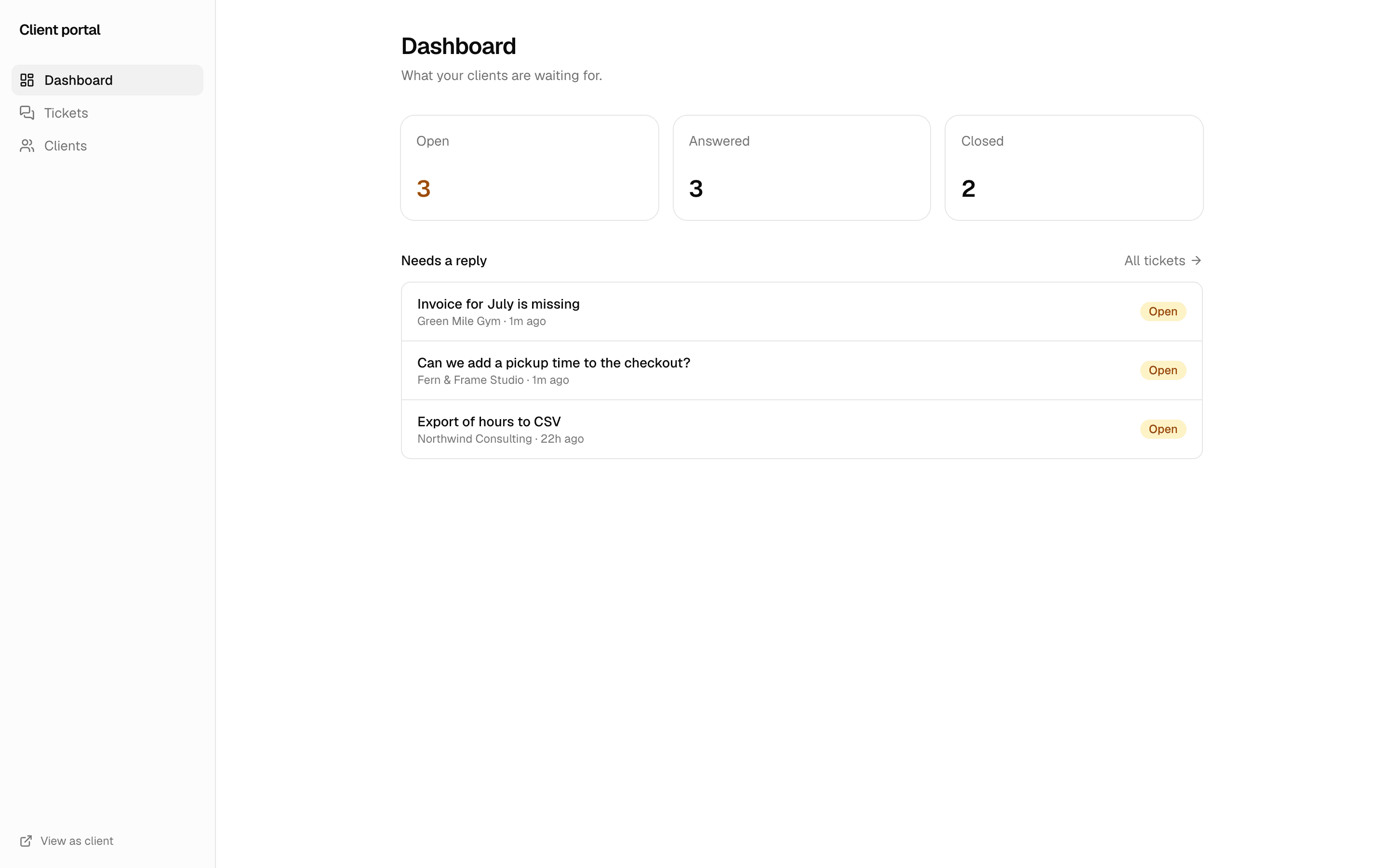 Client portal template preview